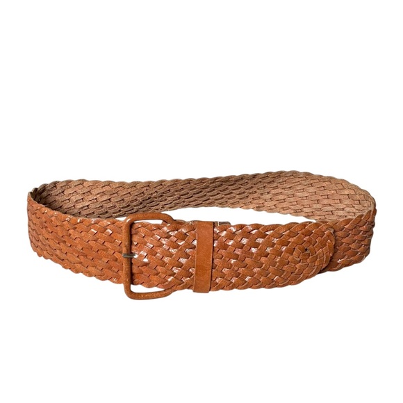 Hand Crafted Tan Wide Woven Leather Belt M main image 4
